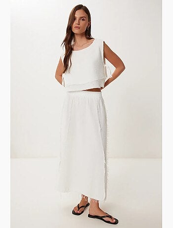 Ensemble en coton avec blouse sans manches et jupe large istanbul
