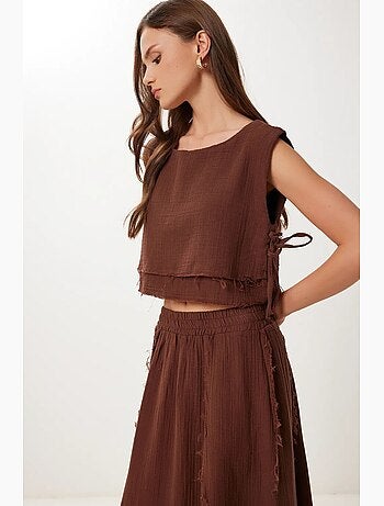 Ensemble en coton avec blouse sans manches et jupe large istanbul