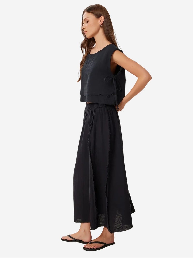 Ensemble en coton avec blouse sans manches et jupe large istanbul Noir - Kiabi