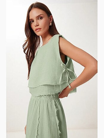 Ensemble en coton avec blouse sans manches et jupe large istanbul