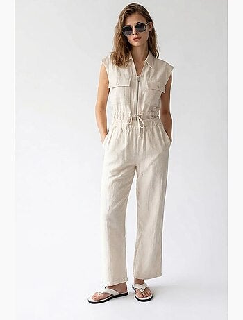 Ensemble en coton avec gilet sans manches et pantalon large mixray