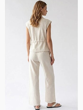 Ensemble en coton avec gilet sans manches et pantalon large mixray