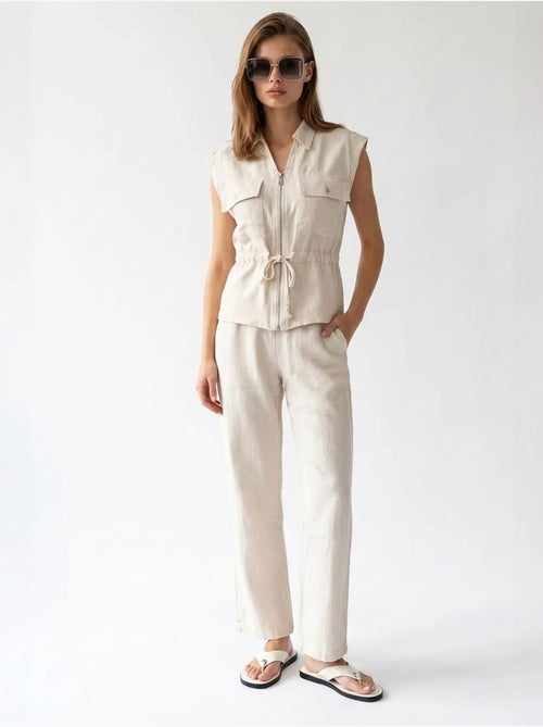Ensemble en coton avec gilet sans manches et pantalon large mixray - Kiabi