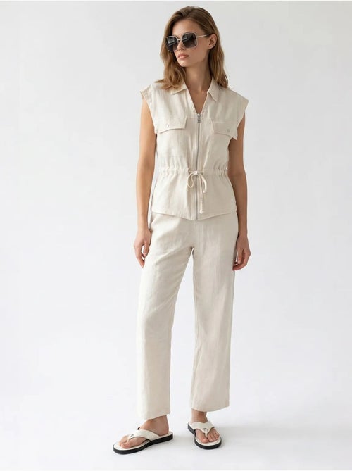 Ensemble en coton avec gilet sans manches et pantalon large mixray - Kiabi