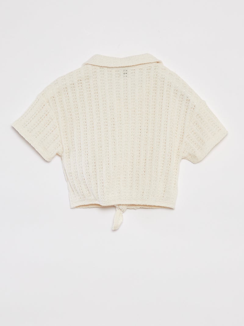 Ensemble en crochet t-shirt + pantalon flare - 2 pièces BLANC - Kiabi