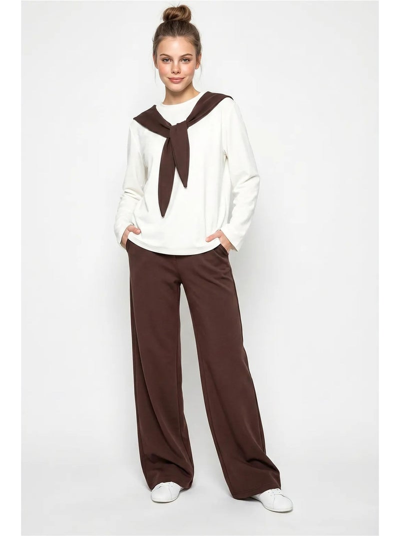 Ensemble en maille deux pièces avec pantalon large lucci Marron - Kiabi