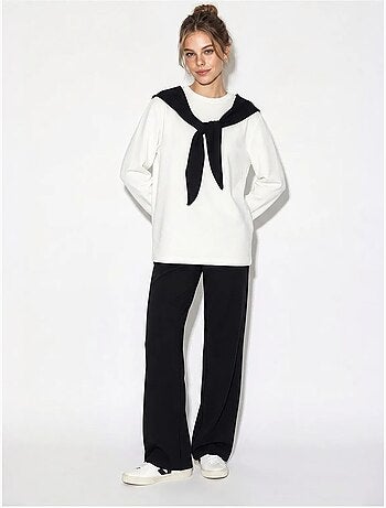 Ensemble en maille deux pièces avec pantalon large lucci