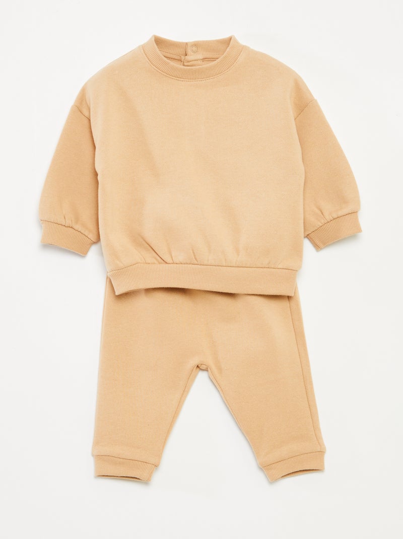Ensemble en molleton sweat + pantalon - 2 pièces Beige - Kiabi