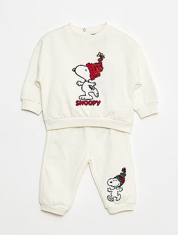 Ensemble en molleton sweat + pantalon 'Snoopy' - 2 pièces