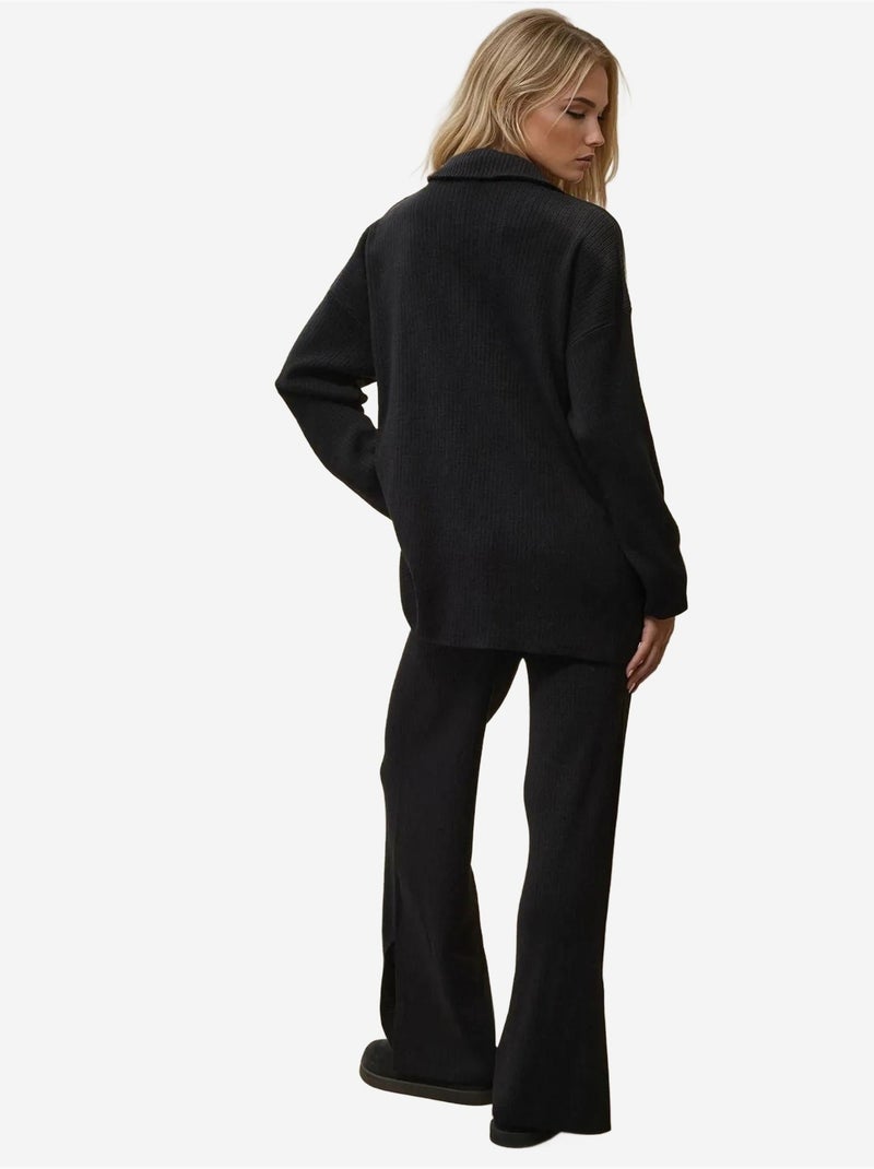 Ensemble en tricot taille haute avec col zippé hiccup Noir - Kiabi