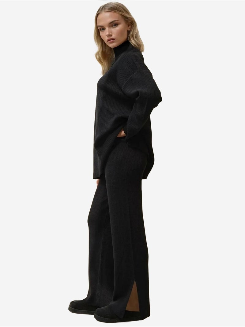 Ensemble en tricot taille haute avec col zippé hiccup Noir - Kiabi