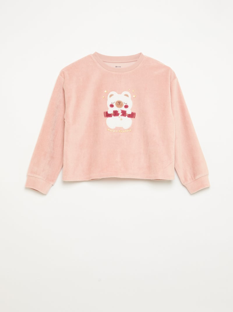 Ensemble en velours -  pyjama 2 pièces + masque de nuit Rose - Kiabi