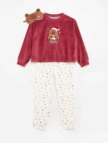 Ensemble en velours - pyjama 2 pièces + masque de nuit