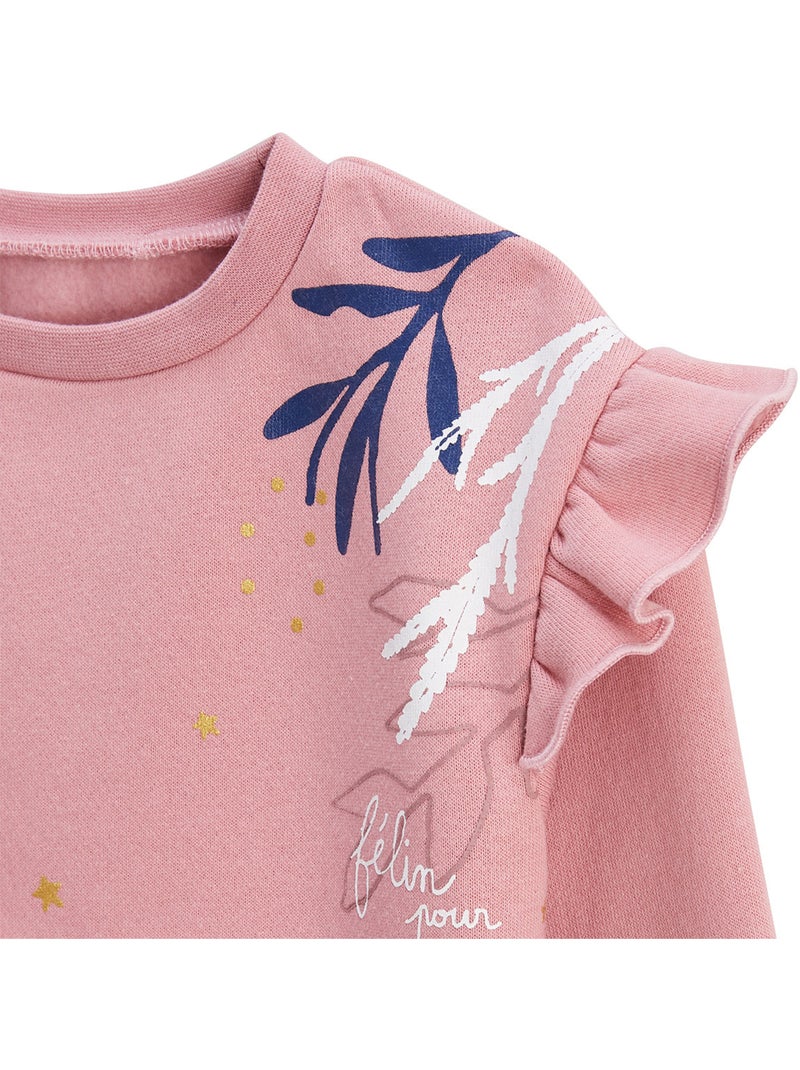 Ensemble enfant sweat et legging en molleton Céleste Rose - Kiabi