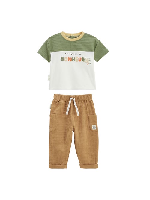 Ensemble enfant t-shirt et pantalon en gaze de coton gabin - Kiabi