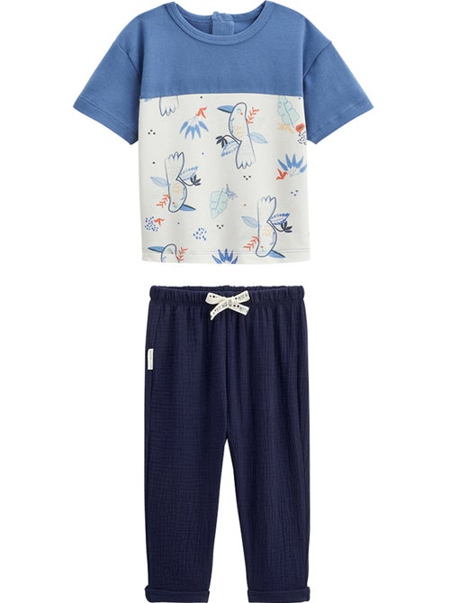 Ensemble enfant t-shirt et pantalon en gaze de coton Mexico - Kiabi