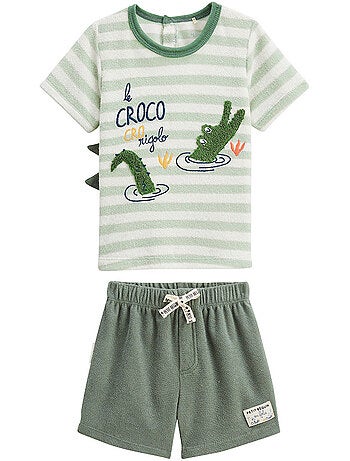 Ensemble enfant t-shirt et short en éponge Crocro rigolo