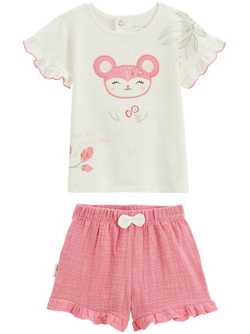 Ensemble enfant t-shirt et short en gaze de coton Anaelle - Kiabi Ensemble enfant t-shirt et short en gaze de coton Anaelle - Kiabi