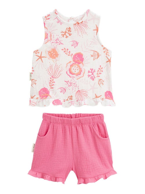 Ensemble enfant t-shirt et short en gaze de coton Bahamas - Kiabi Ensemble enfant t-shirt et short en gaze de coton Bahamas - Kiabi