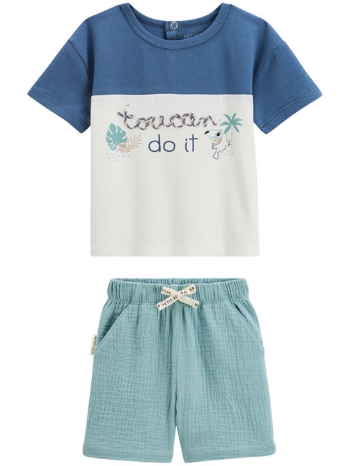 Ensemble enfant t-shirt et short en gaze de coton Toucana - Kiabi