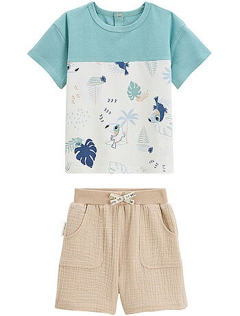 Ensemble enfant t-shirt et short en gaze de coton Toucana