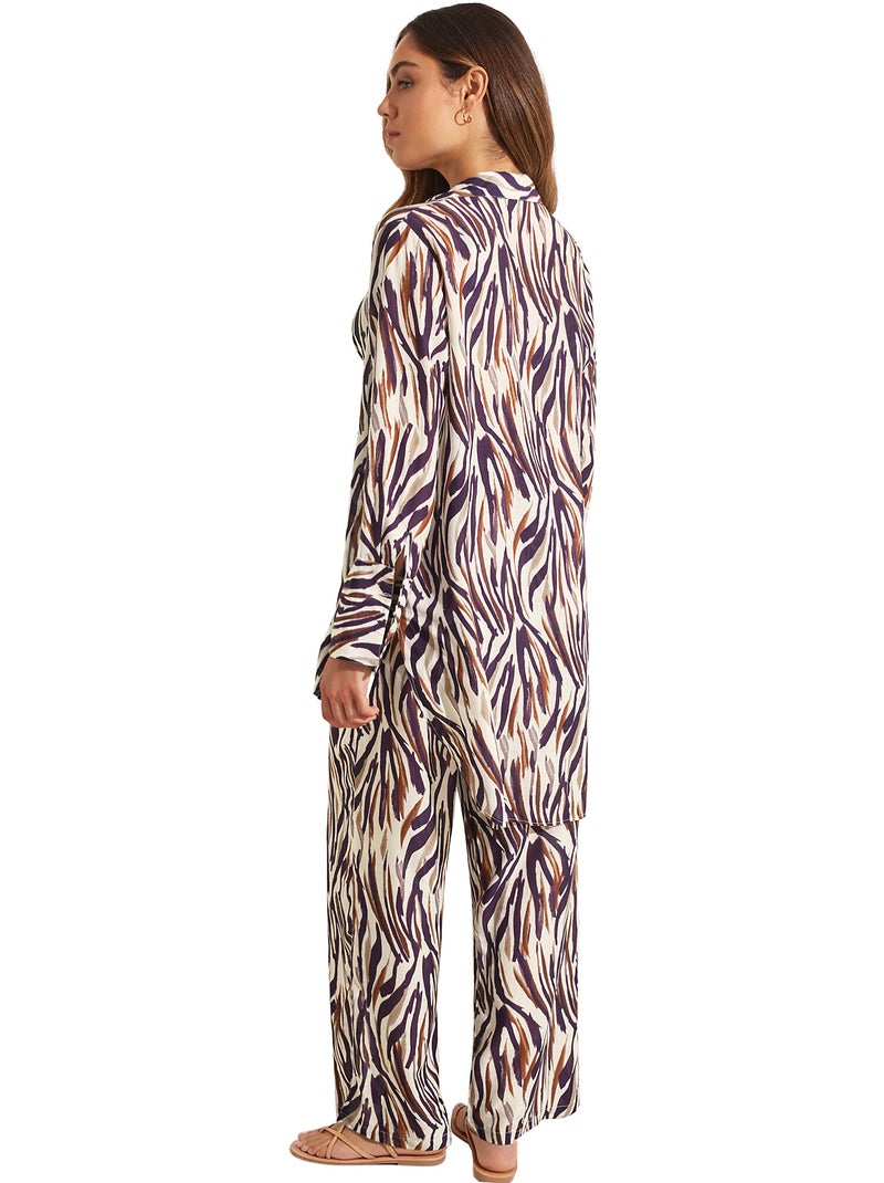Ensemble estival pantalon chemise manches longues serengeti Ecru - Kiabi