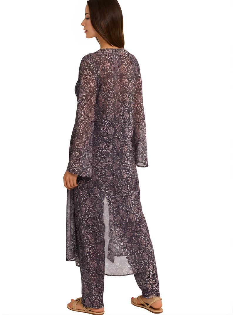 Ensemble estival pantalon kimono long indigo Noir - Kiabi