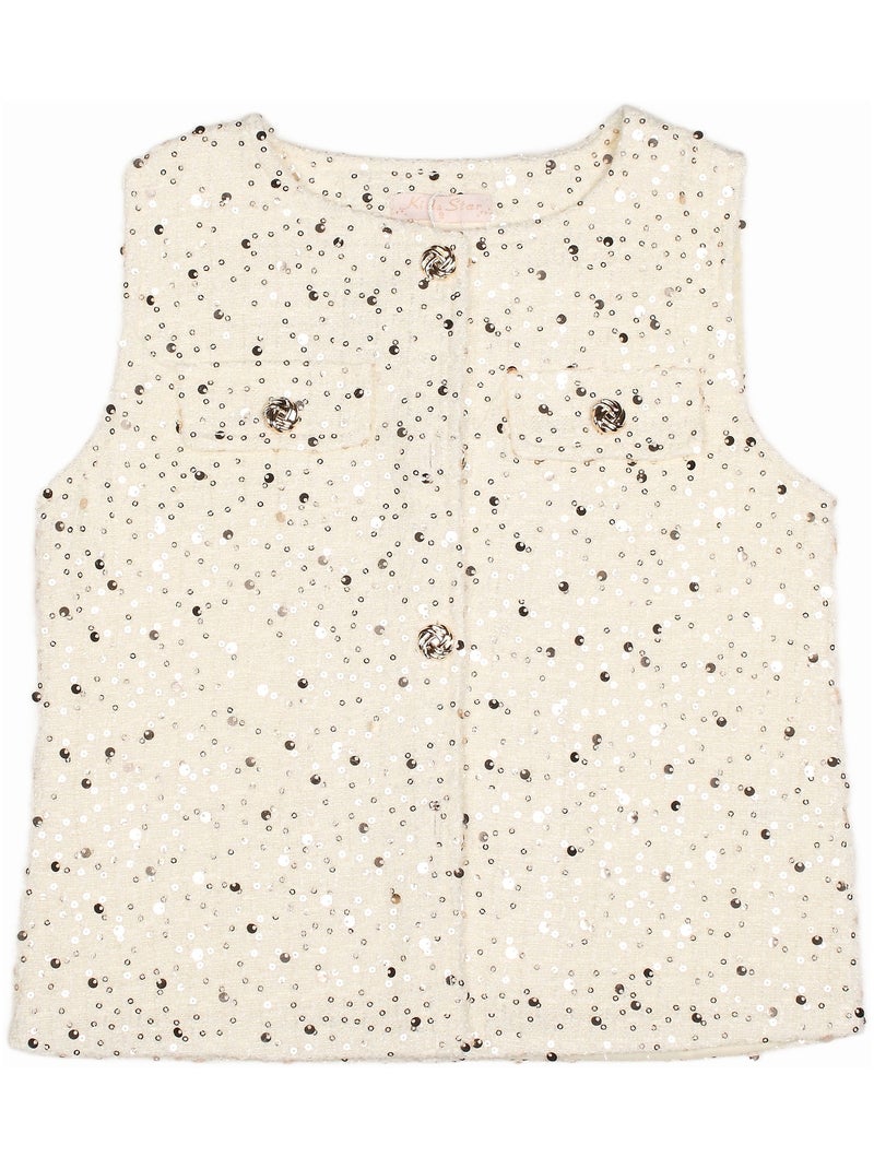 Ensemble fille chic ornée de paillettes - Kids Star Crème - Kiabi