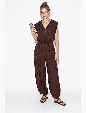 Ensemble gilet à capuche et pantalon large à motif lucci