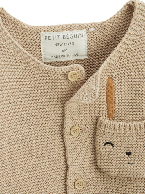 Ensemble gilet et pantalon avec pieds b?b? en tricot Hello Baby - Kiabi