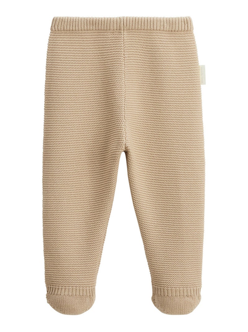 Ensemble gilet et pantalon avec pieds b?b? en tricot Hello Baby Beige sable - Kiabi