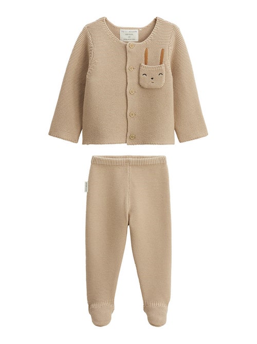 Ensemble gilet et pantalon avec pieds bébé en tricot Hello Baby - Kiabi