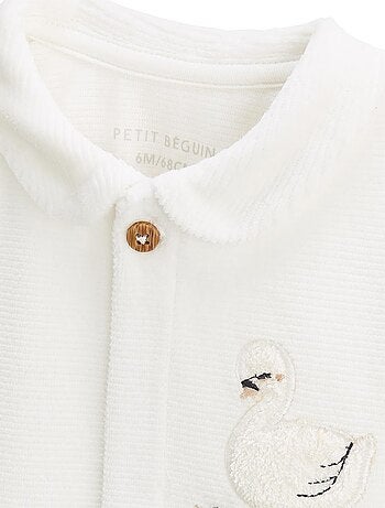 Ensemble gilet et pantalon bébé en velours perle