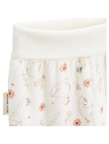Ensemble gilet et pantalon bébé en velours perle