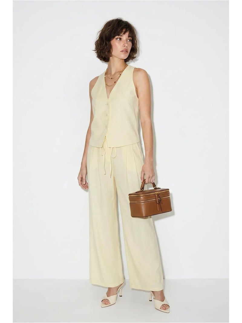 Ensemble gilet et pantalon large en coton lucci Crème - Kiabi