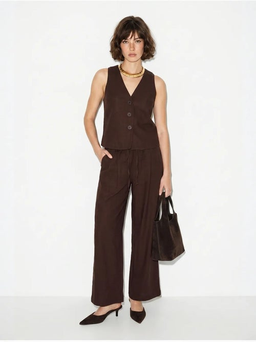 Ensemble gilet et pantalon large en coton lucci - Kiabi