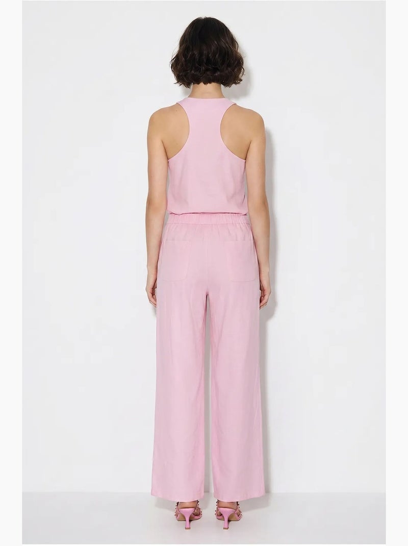 Ensemble gilet et pantalon large en coton lucci Rose - Kiabi
