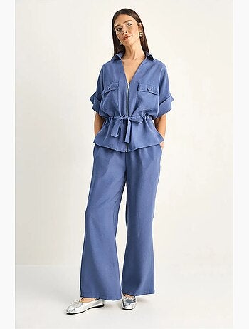 Ensemble gilet et pantalon large en popeline de coton lucci