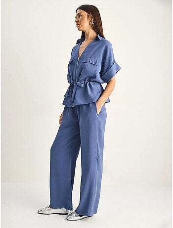 Ensemble gilet et pantalon large en popeline de coton lucci