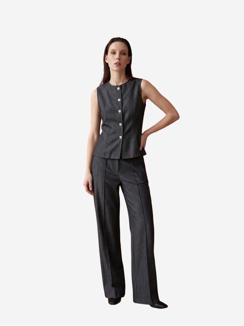 Ensemble gilet et pantalon large en popeline de coton my fashion - Kiabi