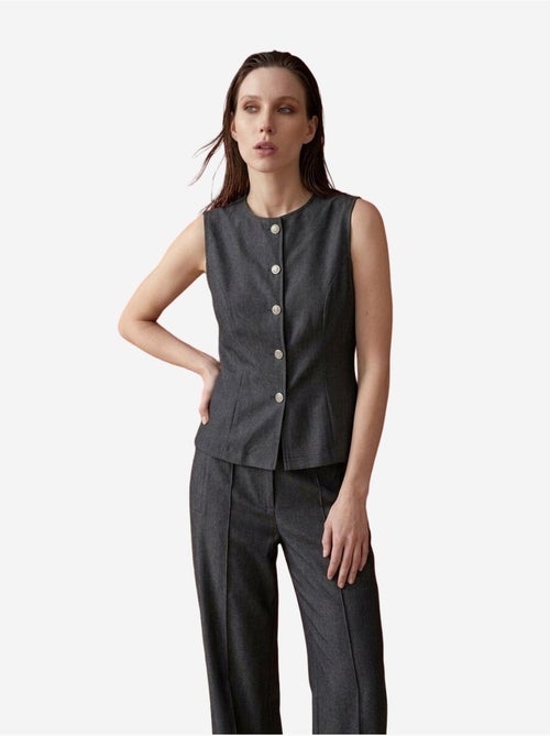 Ensemble gilet et pantalon large en popeline de coton my fashion - Kiabi