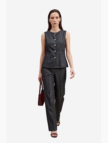Ensemble gilet et pantalon large en popeline de coton my fashion