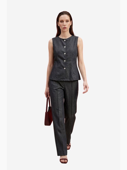 Ensemble gilet et pantalon large en popeline de coton my fashion - Kiabi