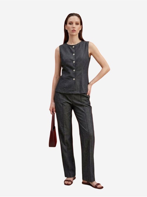 Ensemble gilet et pantalon large en popeline de coton my fashion - Kiabi