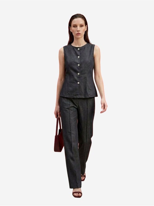 Ensemble gilet et pantalon large en popeline de coton my fashion - Kiabi