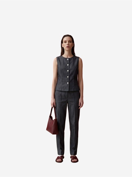 Ensemble gilet et pantalon large en popeline de coton my fashion - Kiabi