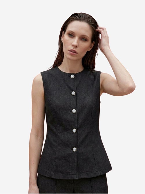 Ensemble gilet et pantalon large en popeline de coton my fashion - Kiabi
