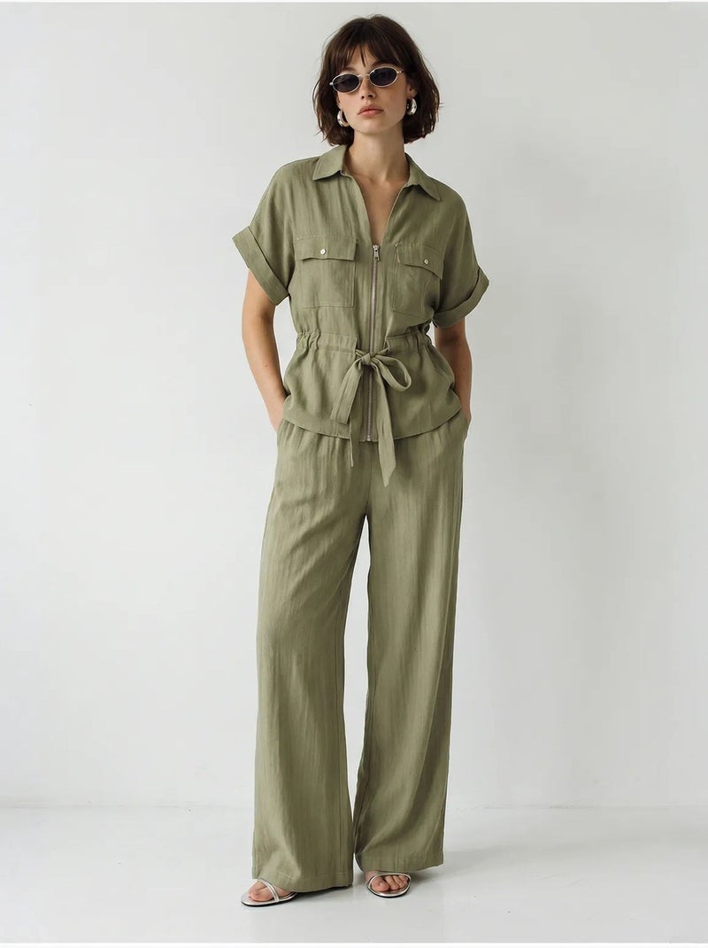 Ensemble gilet et pantalon large lucci Kaki - Kiabi