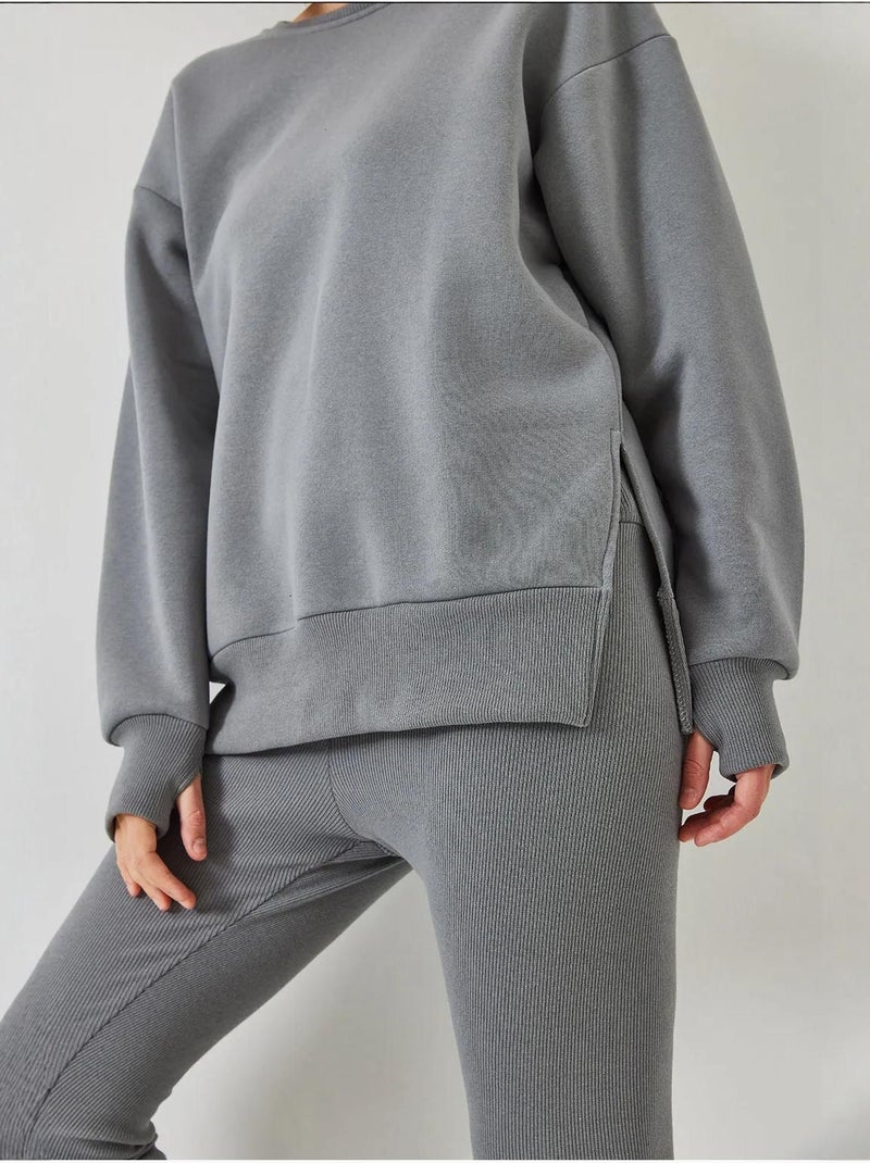 Ensemble haut et bas legging côtelé lucci Gris - Kiabi