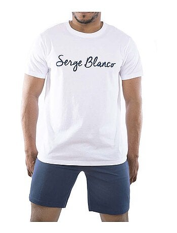 Ensemble homme pyjama court t-shirt col rond bicolore serge blanco